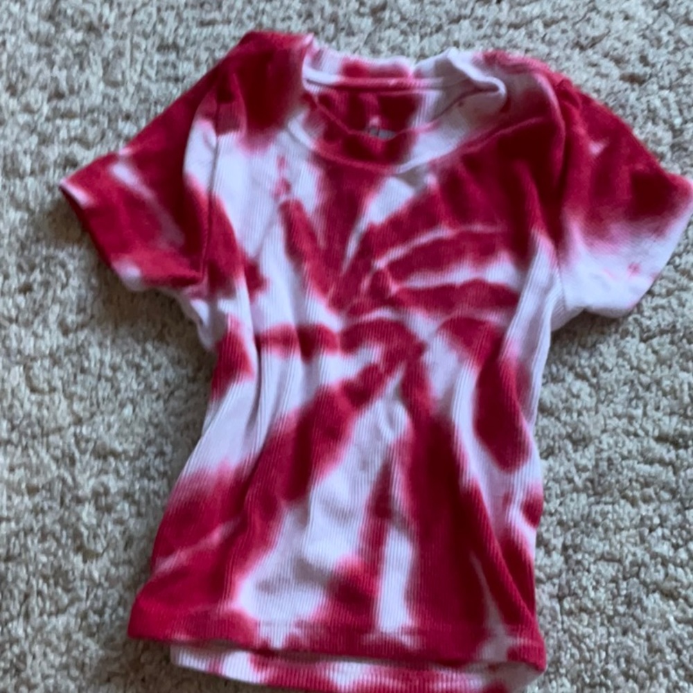 Red and white tie-dye Katie j tight t shirt
